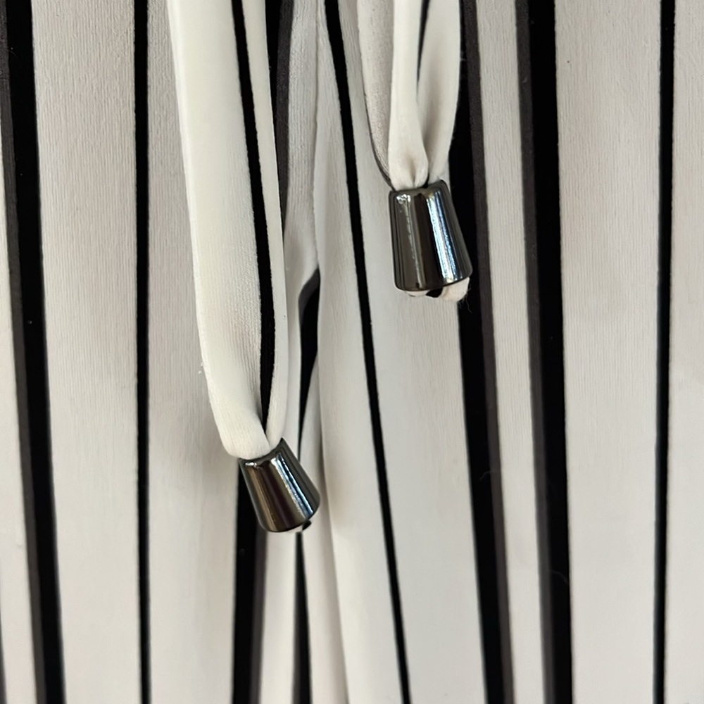 JONES NEW YORK Cream & Black Striped Silky Wide Leg Tailored Pullon Pant… - Picture 7 of 10